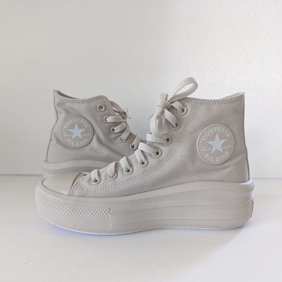 Converse Chuck Taylor All Star Move Edge Glow Platform Sneakers Pale Putty - Picture 2 of 12